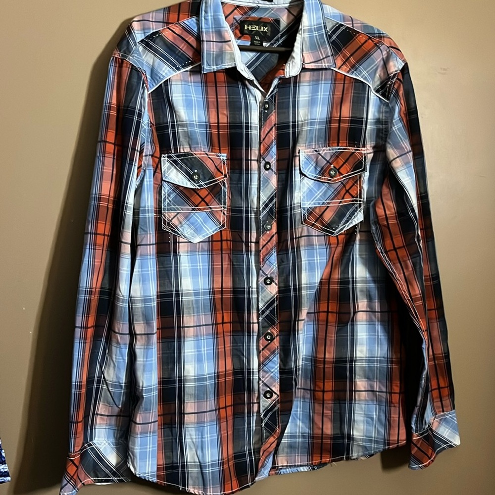 😄Colourful plaid Y2K long sleeve button down shirt. B8